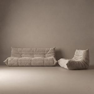 Authentic Ligne Roset Togo 2 Piece Modular Sofa Set in Stone Alcantara