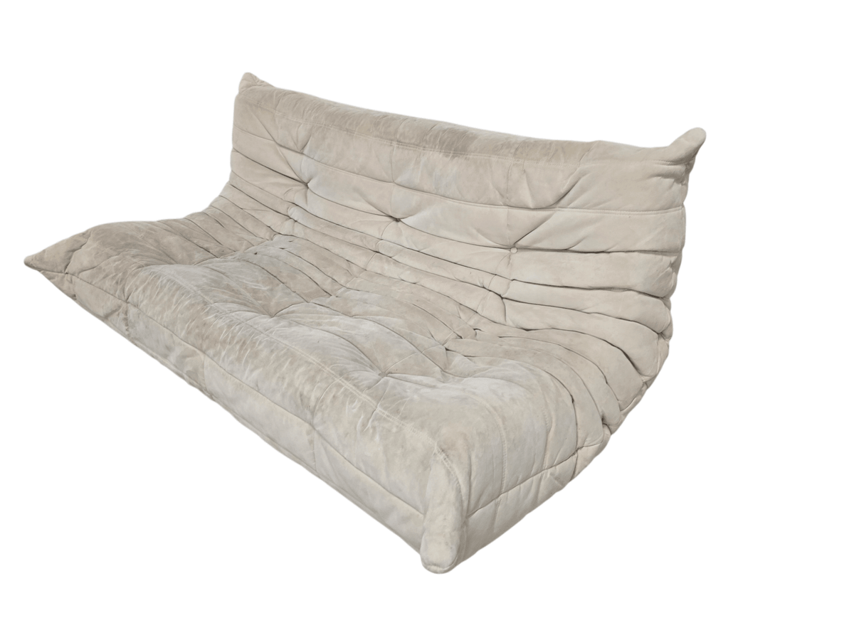 Authentic Ligne Roset Togo 2 Piece Modular Sofa Set in Stone Alcantara - Opulent Seating