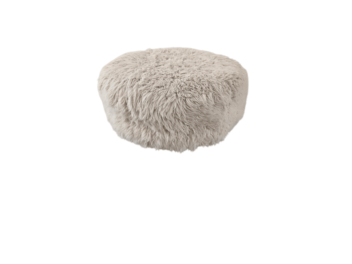 Authentic Timothy Oulton "Bao" Sheepskin & Brass Ring Footstool - Opulent Seating