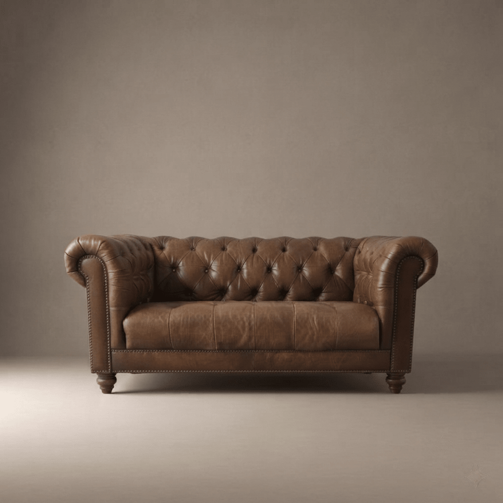 Barker and Stonehouse 'Ullswater' Two Seater Leather Sofa | Brown | Classic Chesterfield Design - Opulent Seating