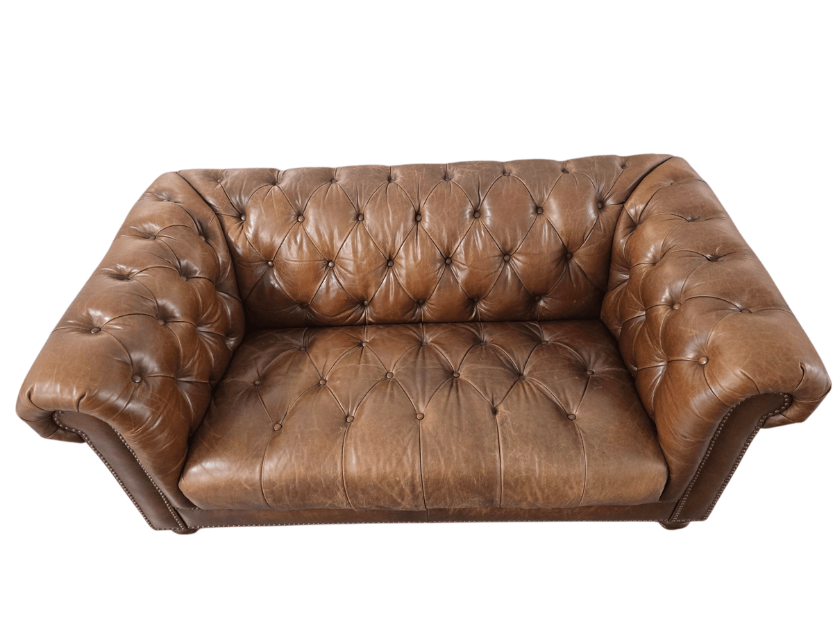 Barker and Stonehouse 'Ullswater' Two Seater Leather Sofa | Brown | Classic Chesterfield Design - Opulent Seating