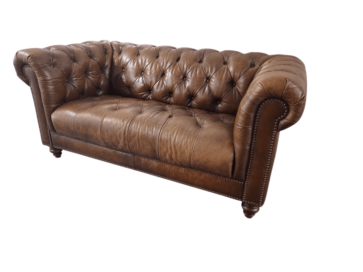 Barker and Stonehouse 'Ullswater' Two Seater Leather Sofa | Brown | Classic Chesterfield Design - Opulent Seating