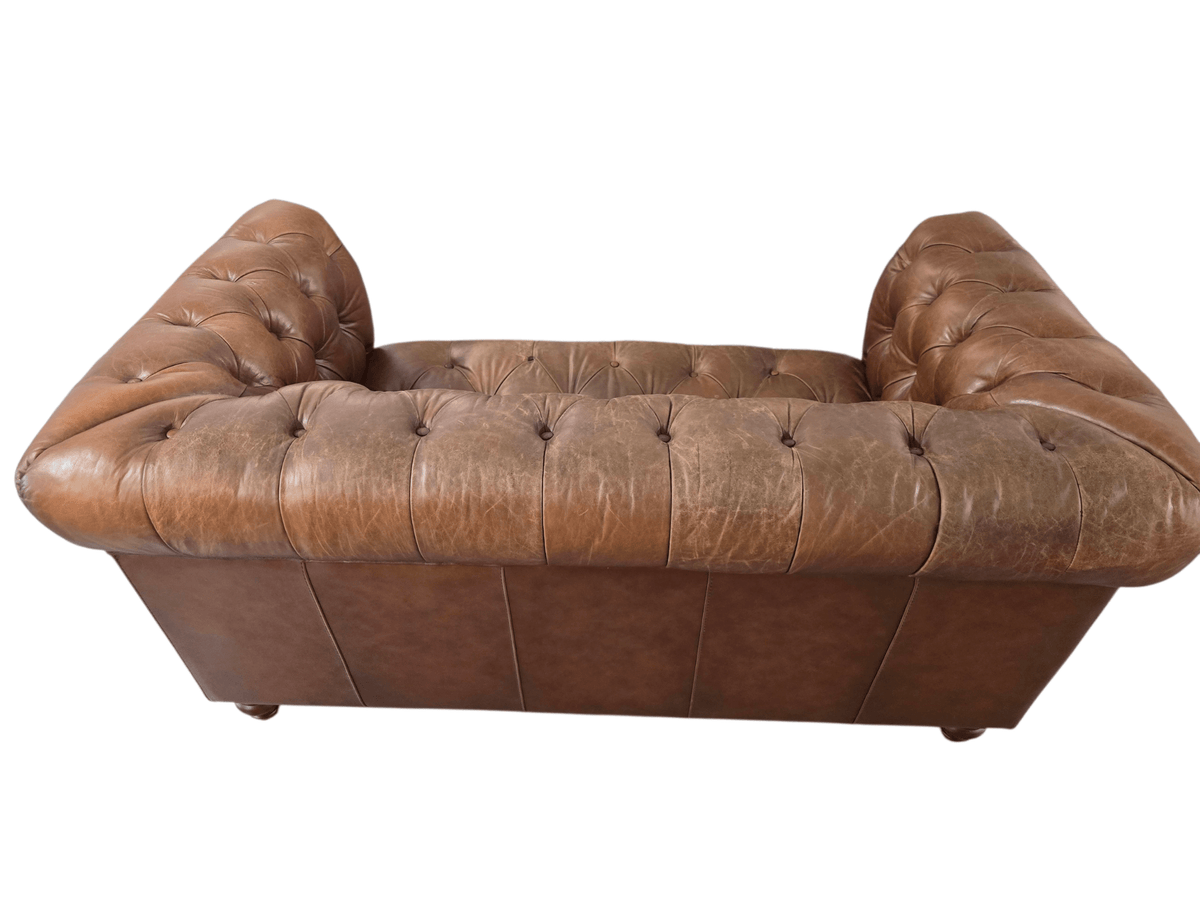 Barker and Stonehouse 'Ullswater' Two Seater Leather Sofa | Brown | Classic Chesterfield Design - Opulent Seating