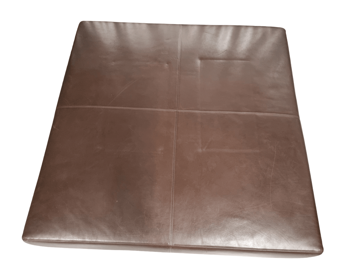 B&B Italia Brown Leather Two Seater Sofa & Large Footstool - Opulent Seating