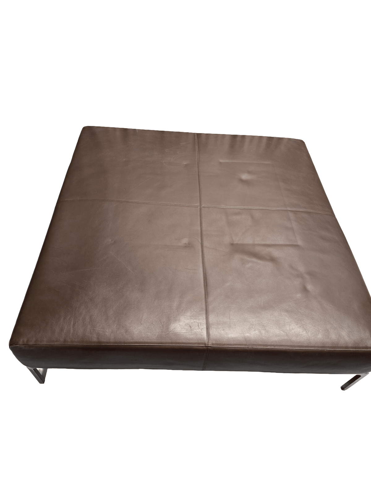 B&B Italia Brown Leather Two Seater Sofa & Large Footstool - Opulent Seating