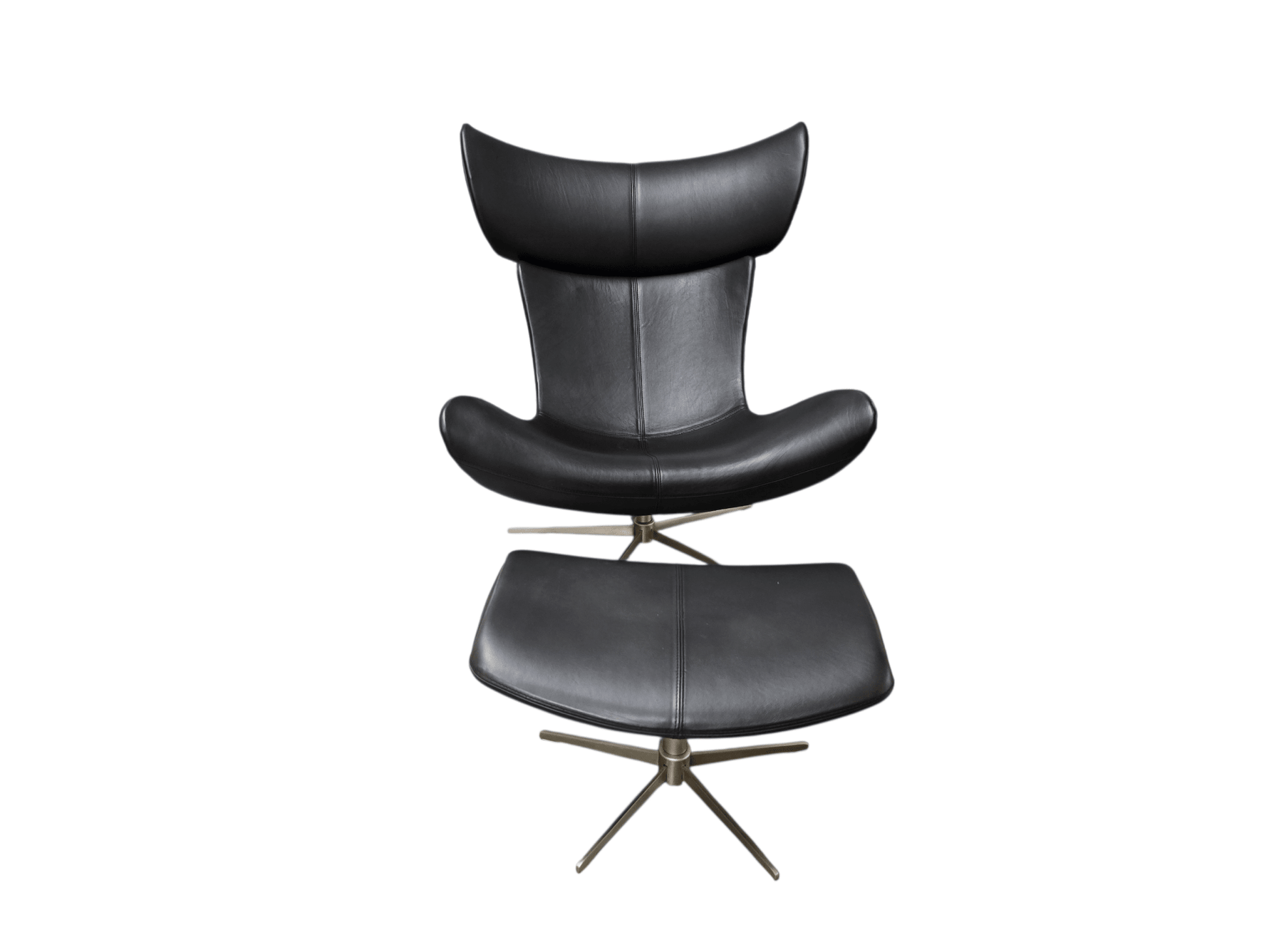 Black BoConcept Imola Swivel Chair & Footstool Salvador Leather Henrik Pederson - Opulent Seating