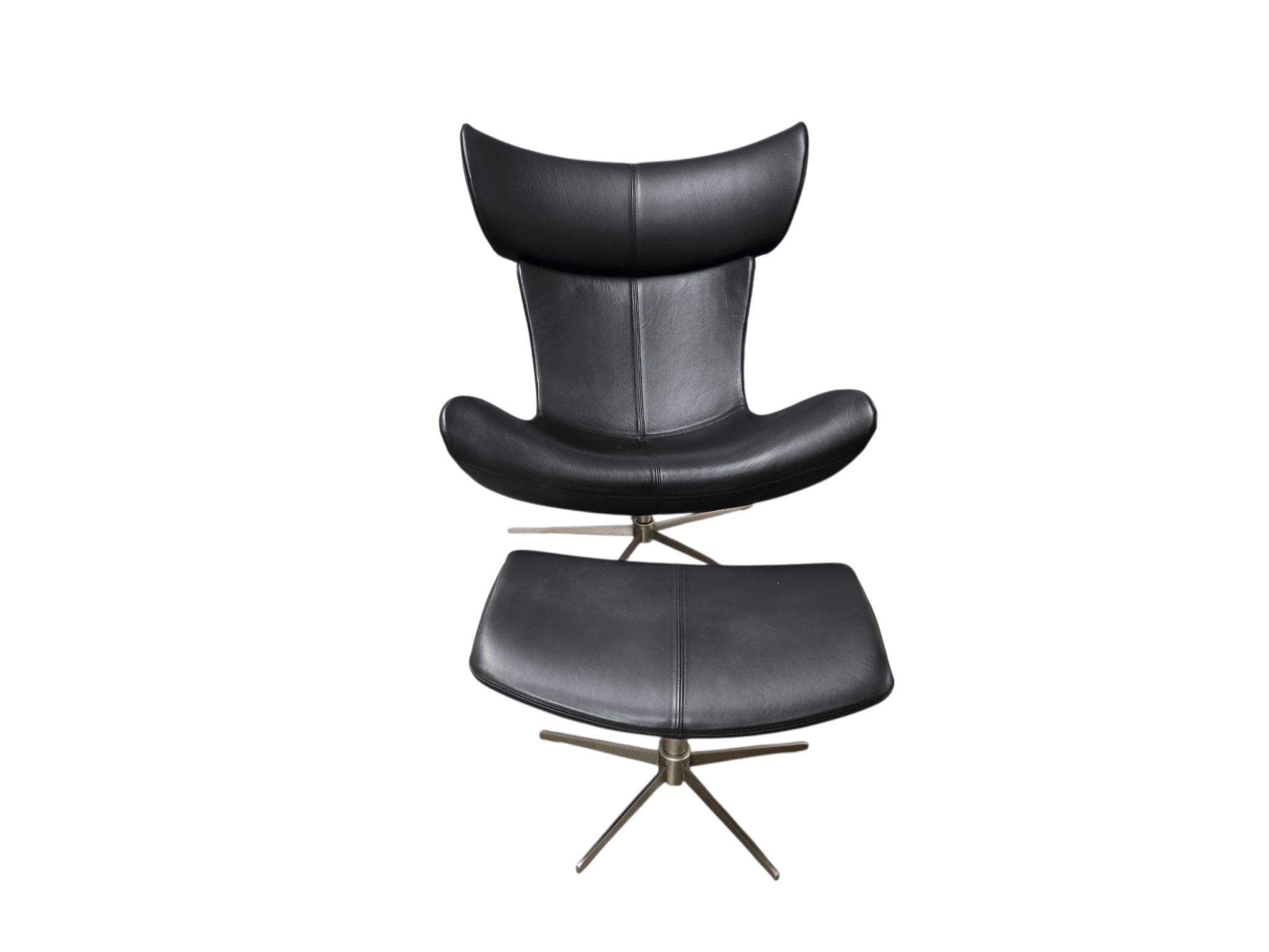 Black BoConcept Imola Swivel Chair & Footstool Salvador Leather Henrik Pederson - Opulent Seating