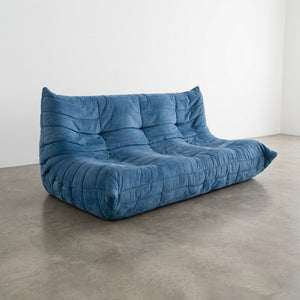Blue Ligne Roset Alcantara Two Seater Togo Sofa