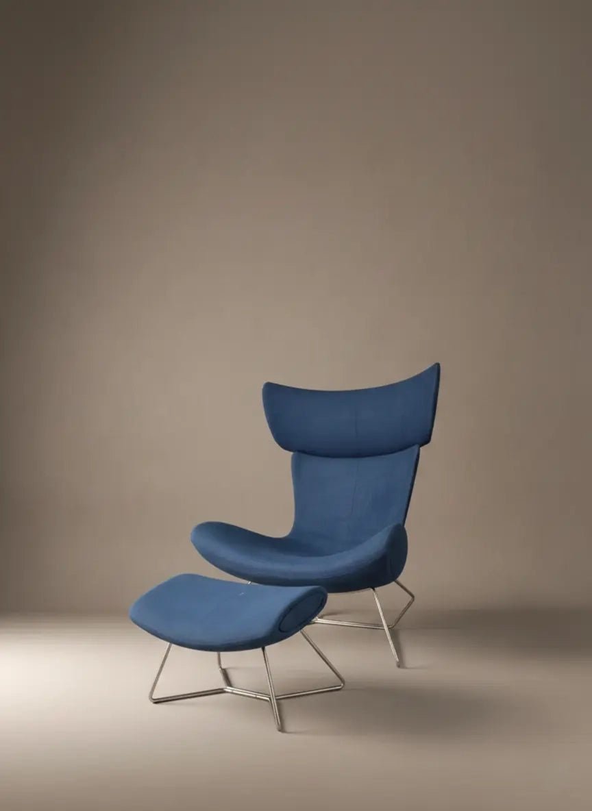 BoConcept Imola Blue Lounge Chair & Footstool Set - Opulent Seating