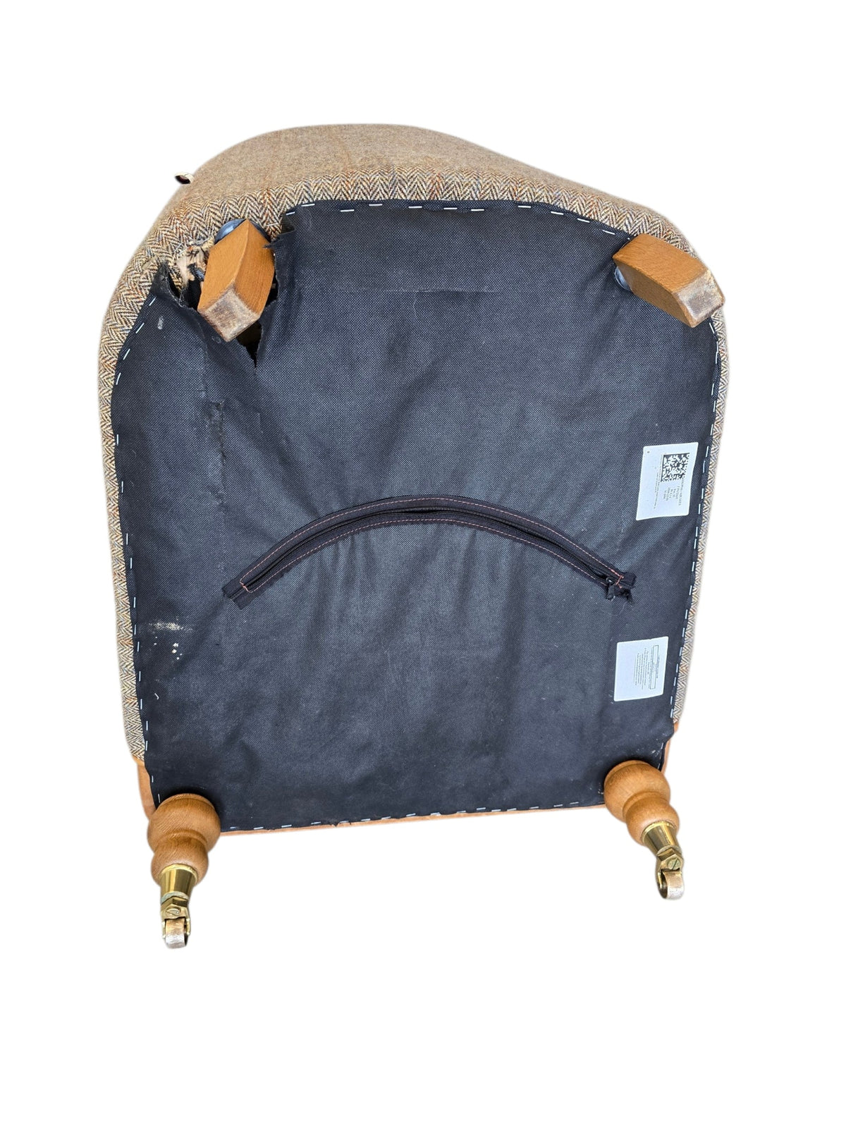 Chesterfield Ellis Snug Harris Tweed & Leather Armchair – Bracken Herringbone - Opulent Seating