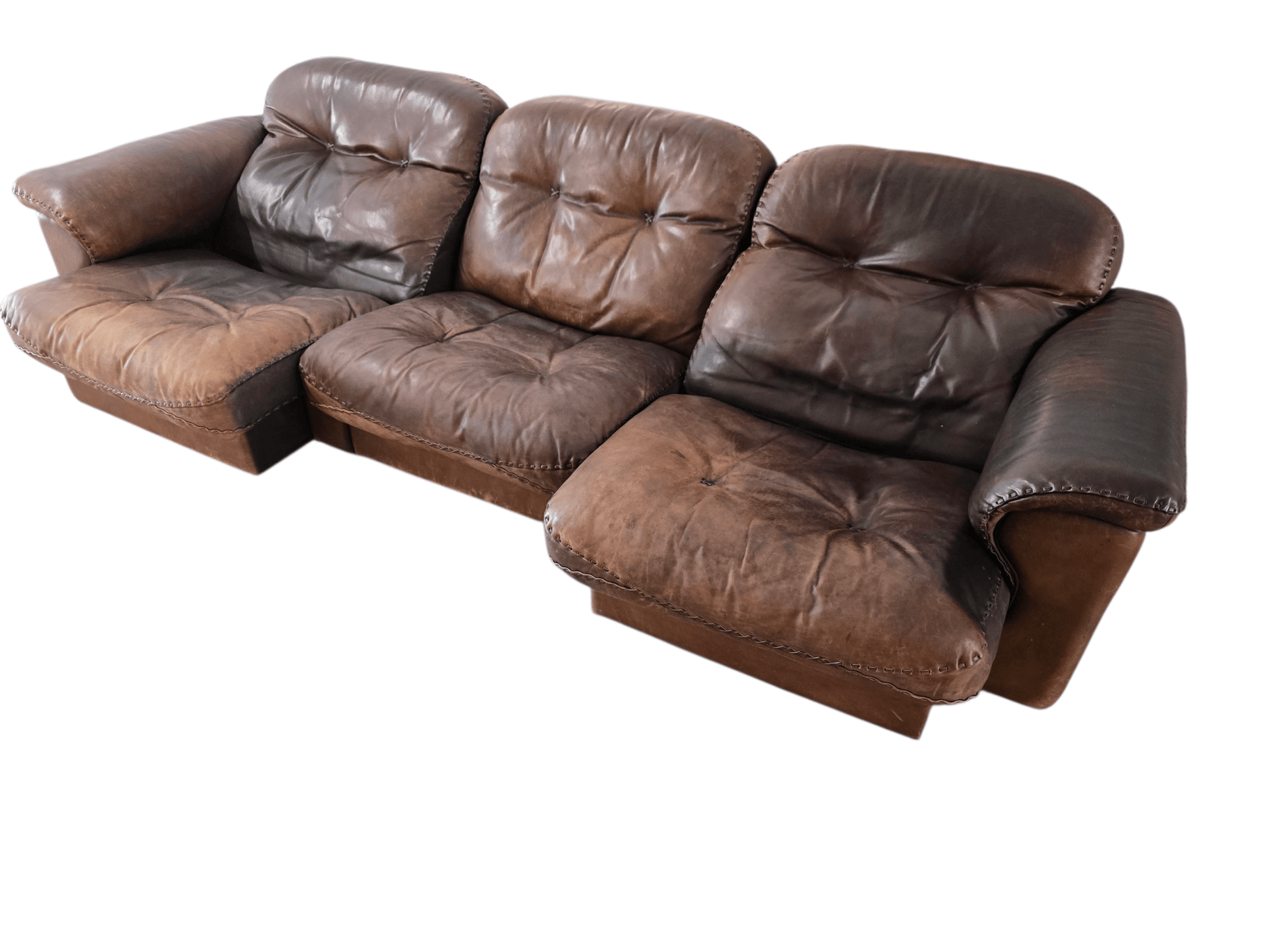 De Sede DS - 101 Three Seater Leather Brown Vintage Recliner Sofa - Opulent Seating