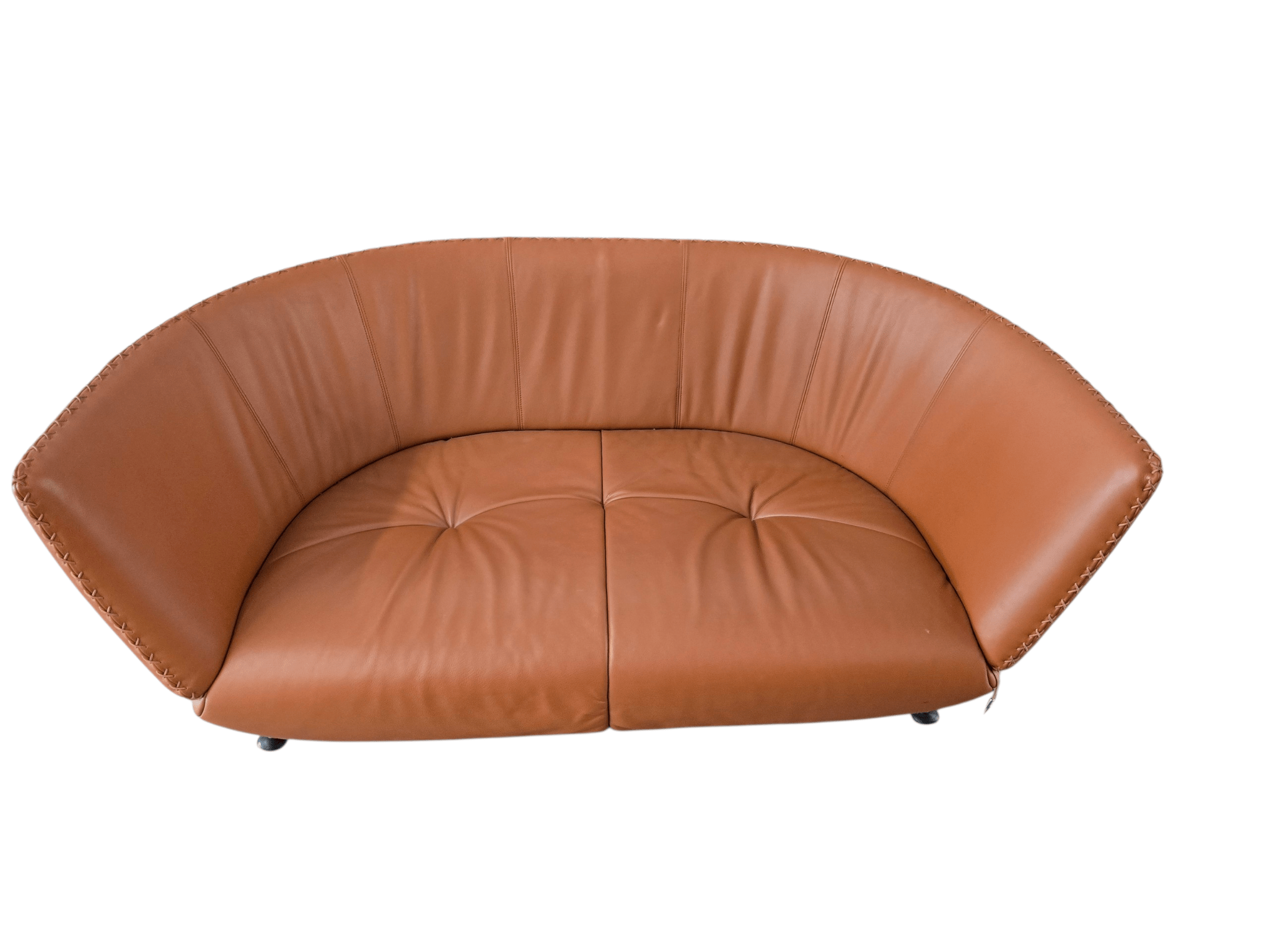 De Sede DS - 102 Compact Two Seater Sofa & Matching Footstool | Cognac Leather - Opulent Seating