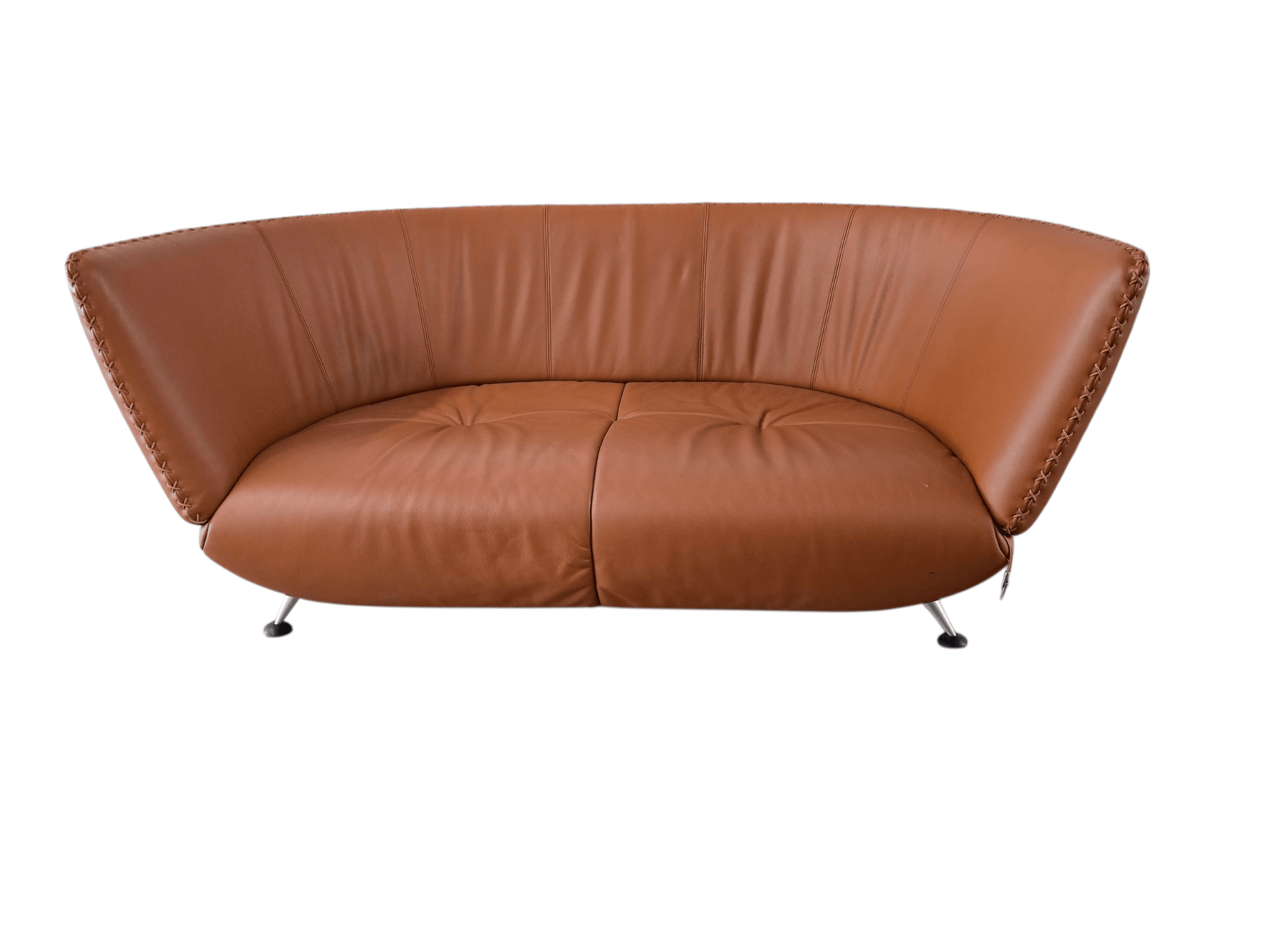 De Sede DS - 102 Compact Two Seater Sofa & Matching Footstool | Cognac Leather - Opulent Seating