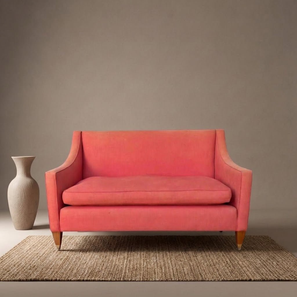 George Smith Two-Seater Georgian Linen Sofa in Red - Opulent Seating