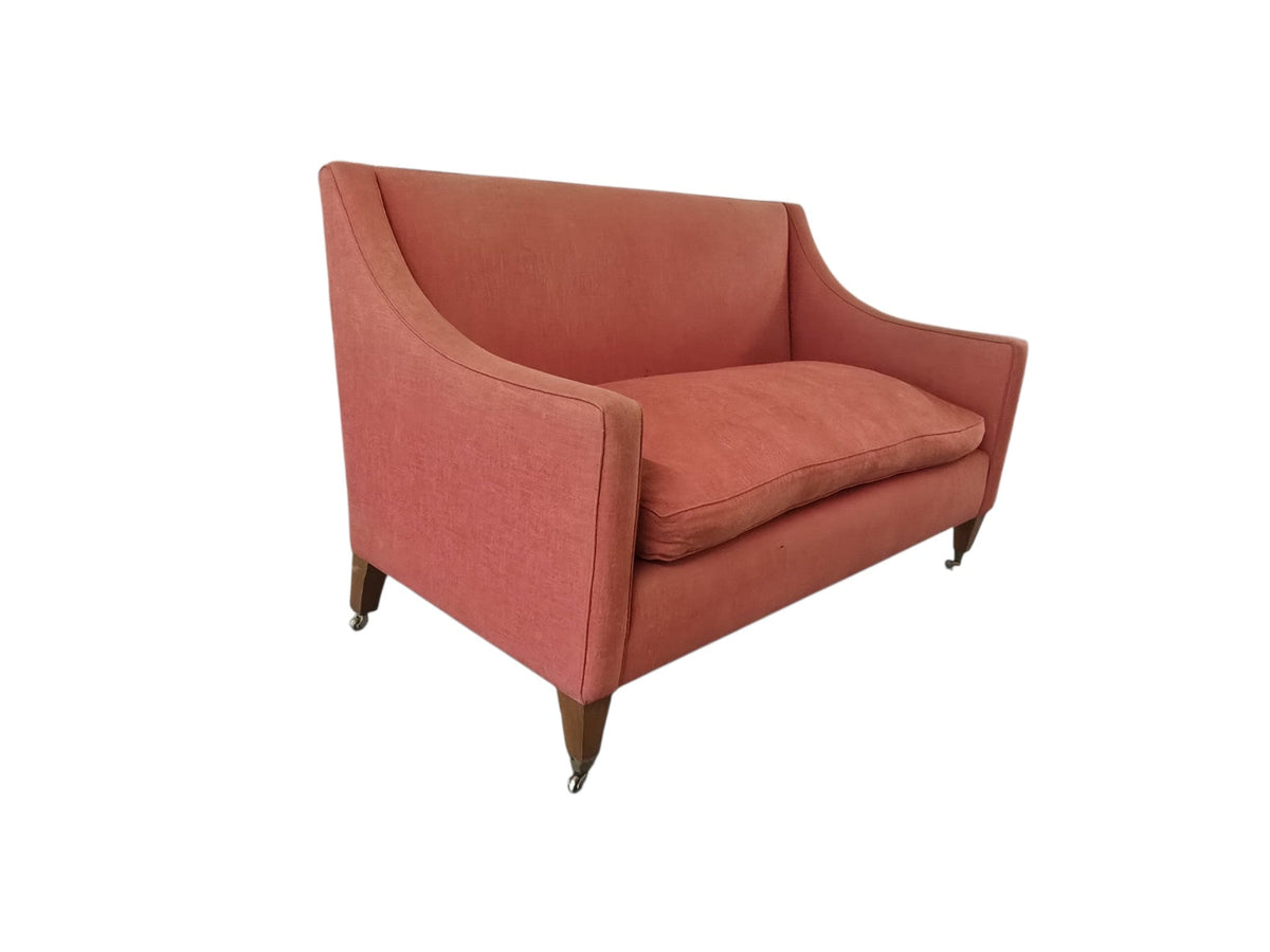 George Smith Two-Seater Georgian Linen Sofa in Red - Opulent Seating
