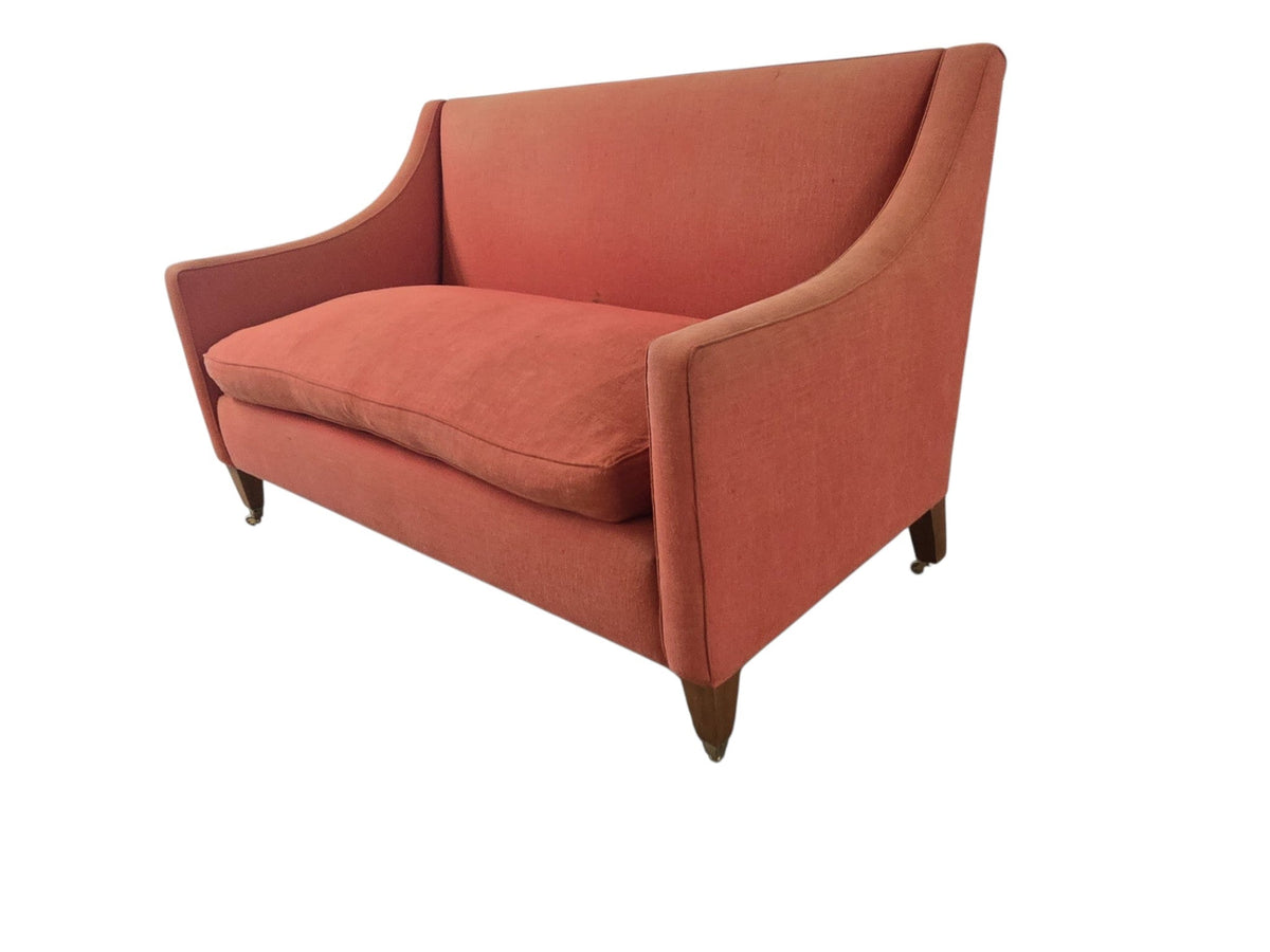 George Smith Two-Seater Georgian Linen Sofa in Red - Opulent Seating