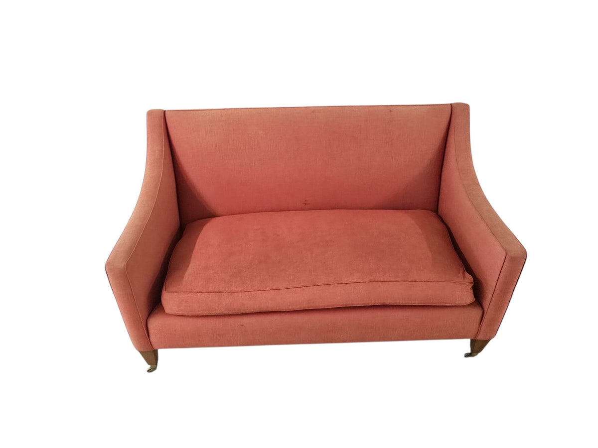 George Smith Two-Seater Georgian Linen Sofa in Red - Opulent Seating