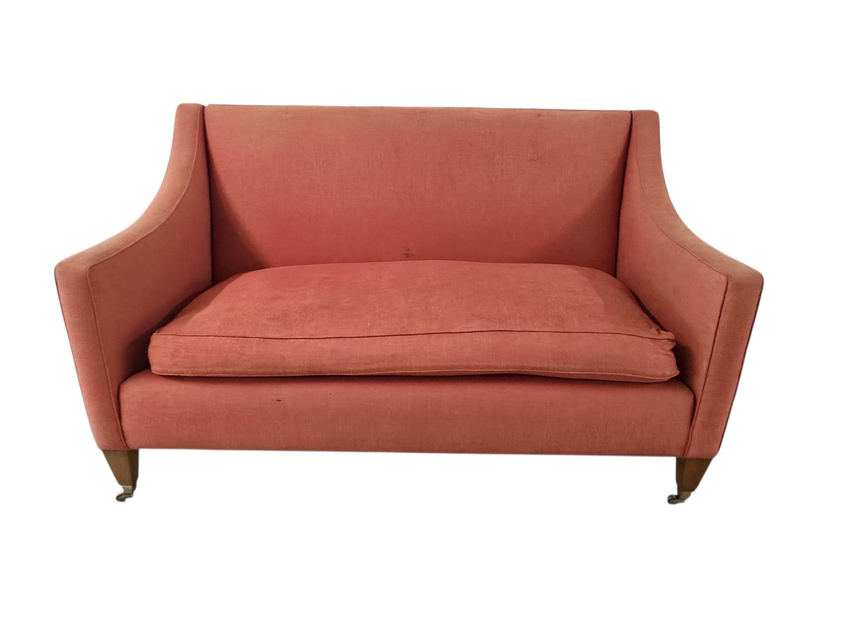 George Smith Two-Seater Georgian Linen Sofa in Red - Opulent Seating