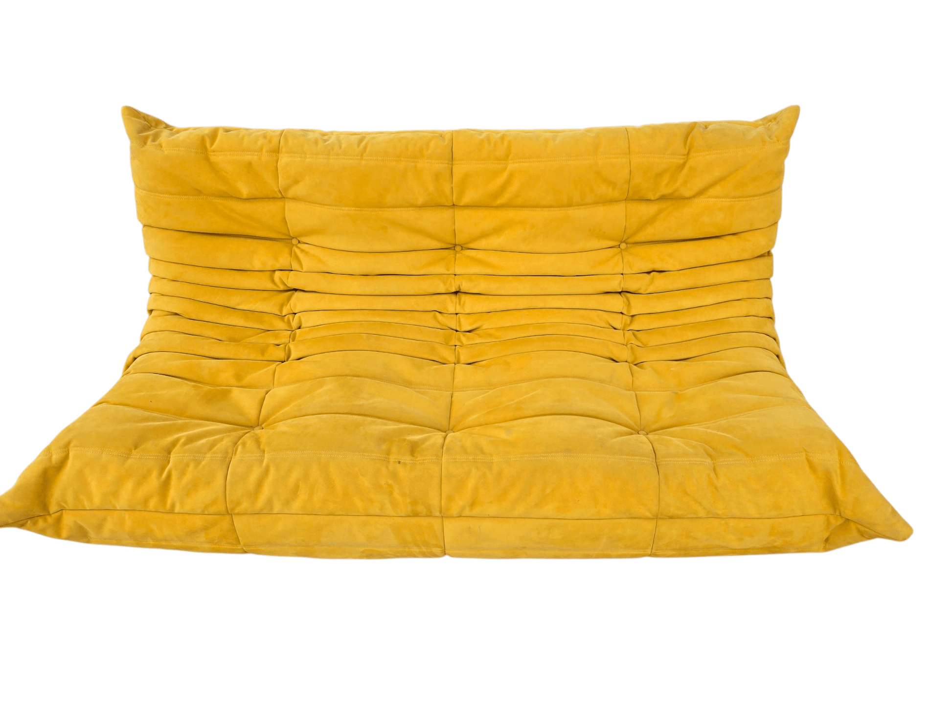 Iconic Ligne Roset 3pc Togo Modular Sofa Set – Curry Yellow Alcantara - Opulent Seating