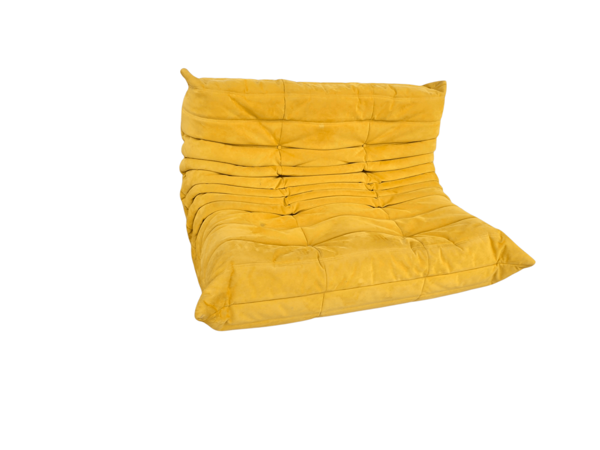 Iconic Ligne Roset 3pc Togo Modular Sofa Set – Curry Yellow Alcantara - Opulent Seating