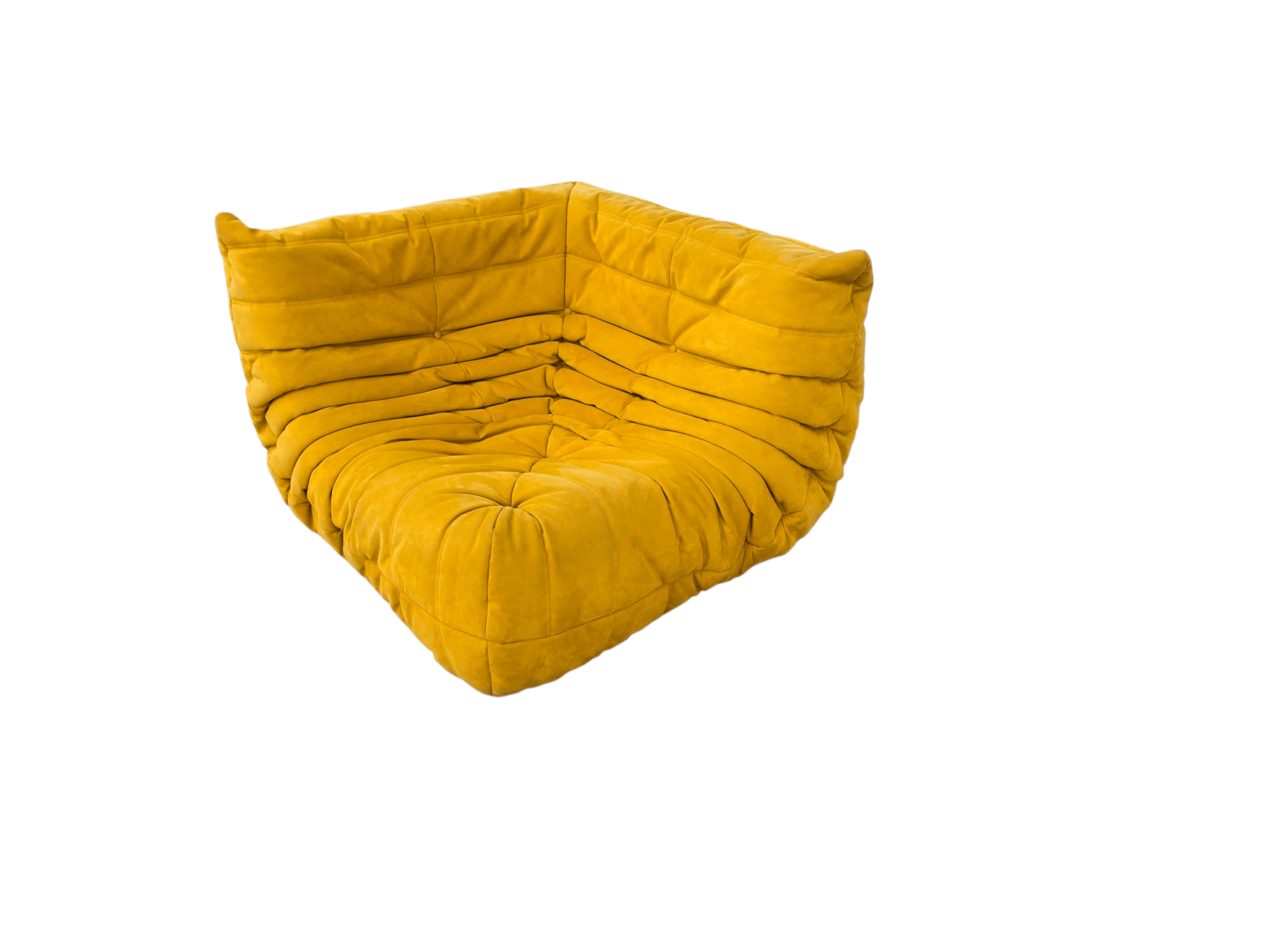 Iconic Ligne Roset 3pc Togo Modular Sofa Set – Curry Yellow Alcantara - Opulent Seating