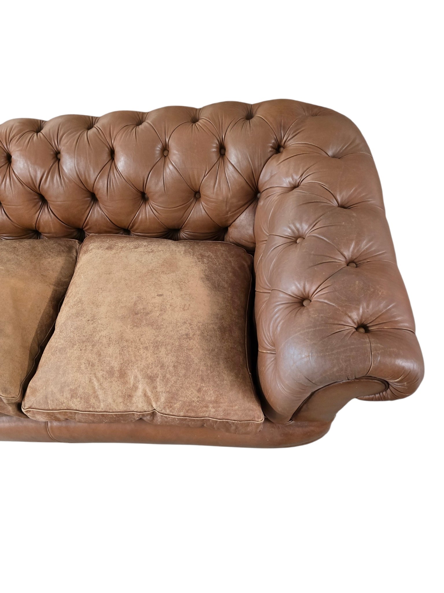 John Lewis ‘Chatsworth’ Two Seater Chesterfield Leather Sofa – Vintage Tan - Opulent Seating
