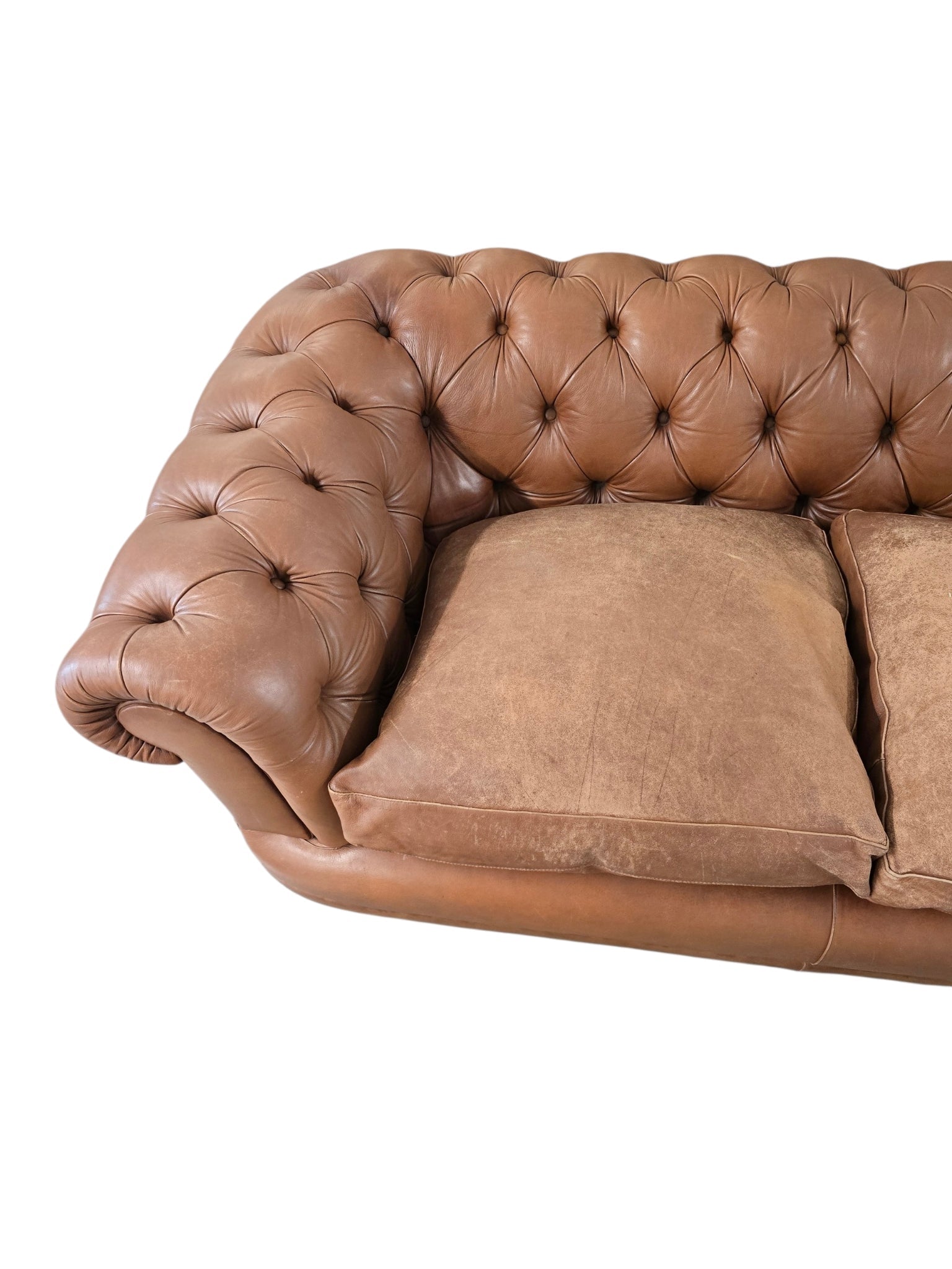 John Lewis ‘Chatsworth’ Two Seater Chesterfield Leather Sofa – Vintage Tan - Opulent Seating