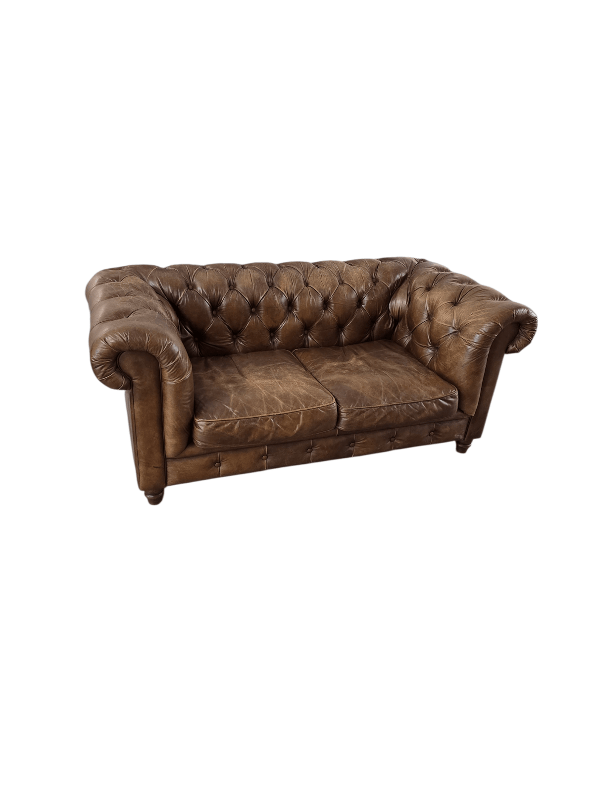 John Lewis Earle Two Seater Tan Brown Leather Halo Sofa - Opulent Seating