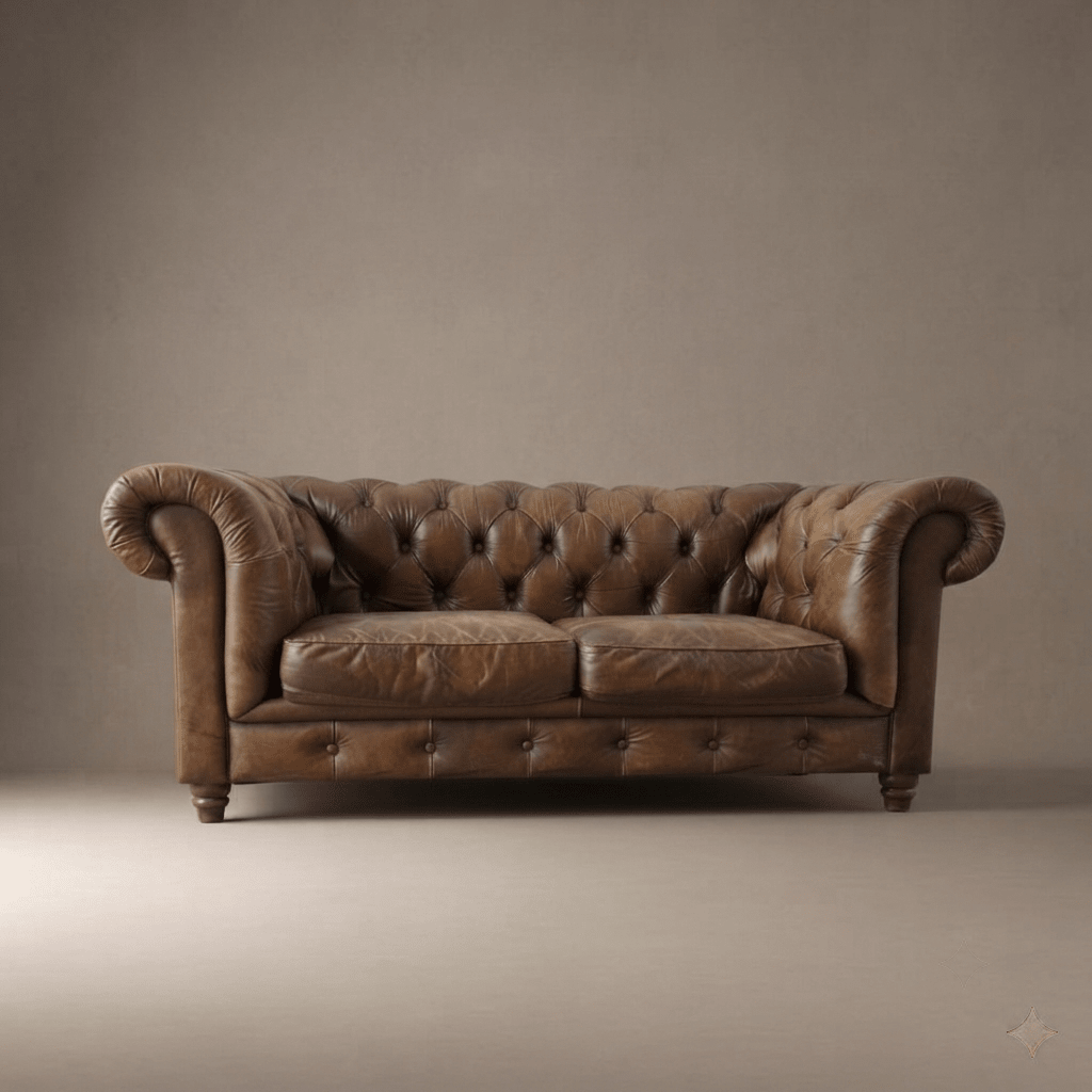 John Lewis Earle Two Seater Tan Brown Leather Halo Sofa - Opulent Seating