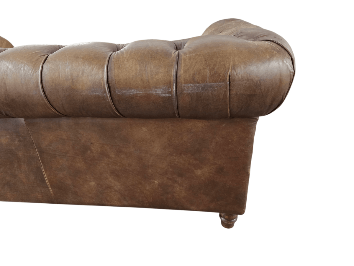 John Lewis Earle Two Seater Tan Brown Leather Halo Sofa - Opulent Seating