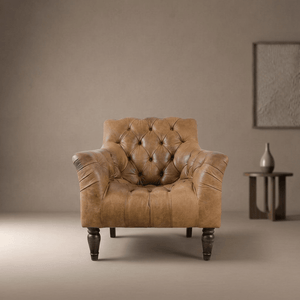 John Lewis Tetrad Leather Brown Skittle Armchair
