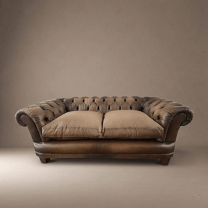 John Lewis Two Seater Chatsworth Chesterfield Leather Sofa – Antiqued Brown