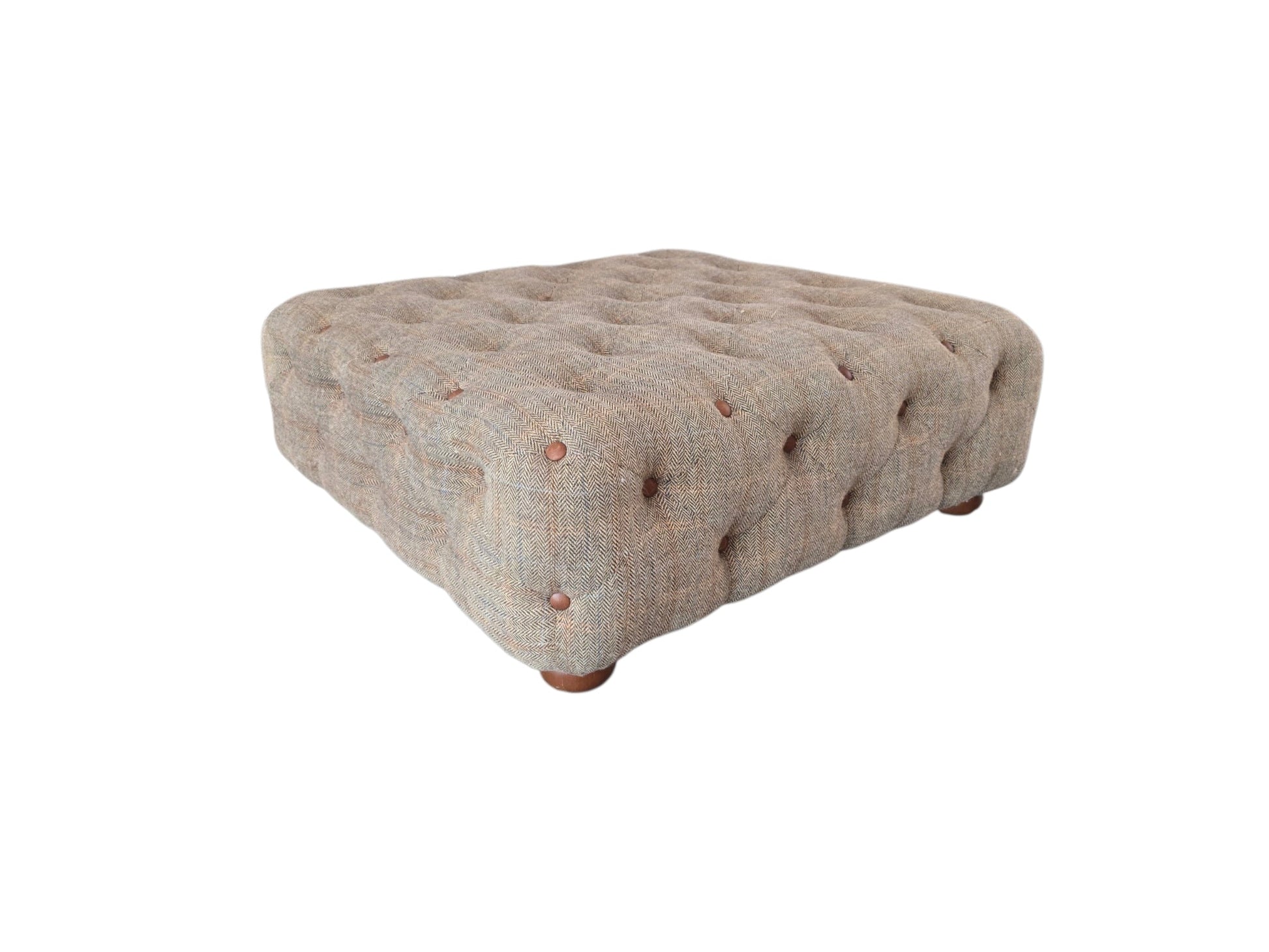 Large Harris Tweed Rydan 'Bernie' Full Cube Footstool - Opulent Seating