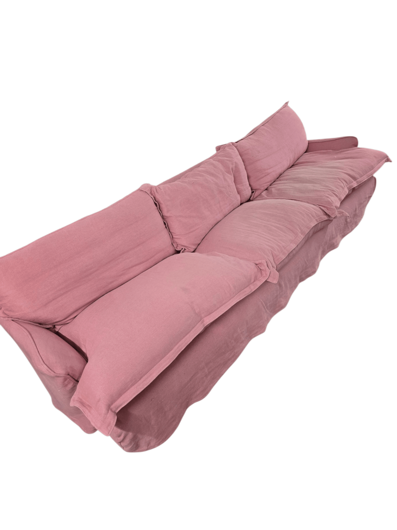 Large Maker & Sons Sofa In Pink Linen With New Green Covers - Opulent Seating