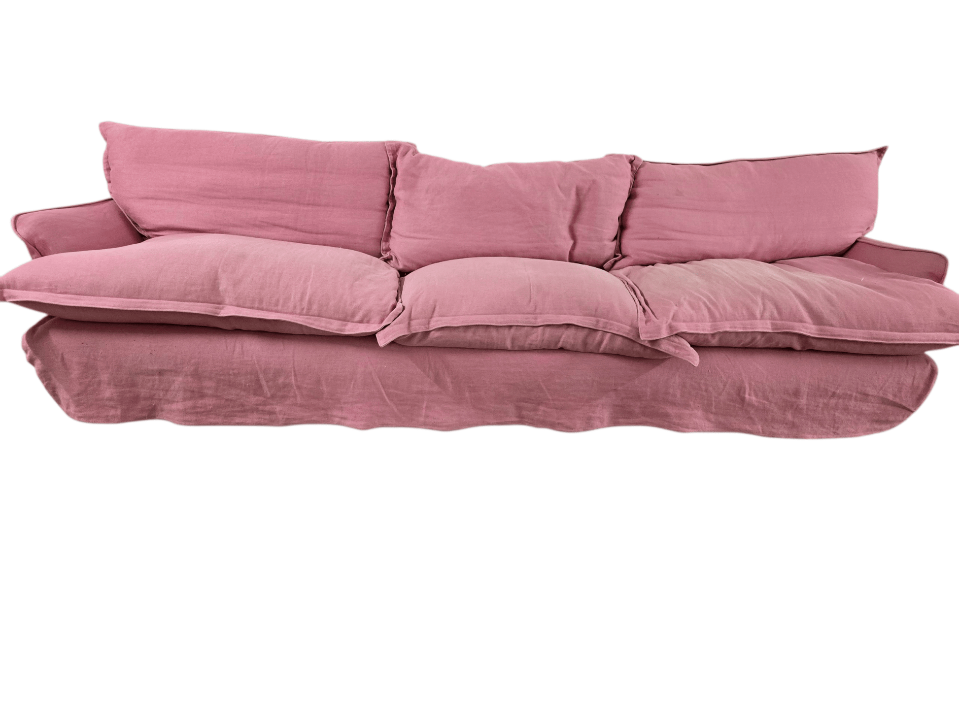 Large Maker & Sons Sofa In Pink Linen With New Green Covers - Opulent Seating