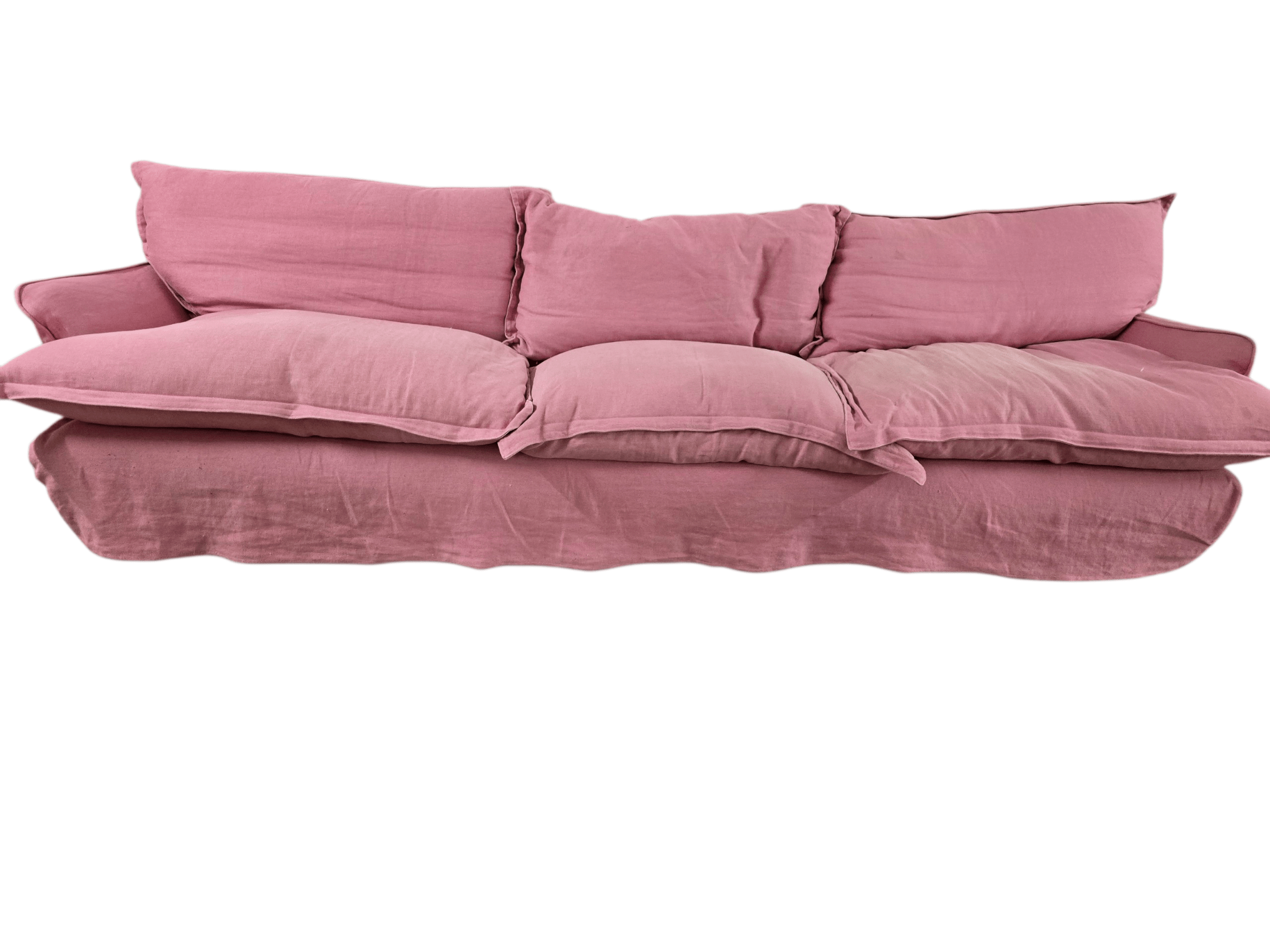 Large Maker & Sons Sofa In Pink Linen With New Green Covers - Opulent Seating