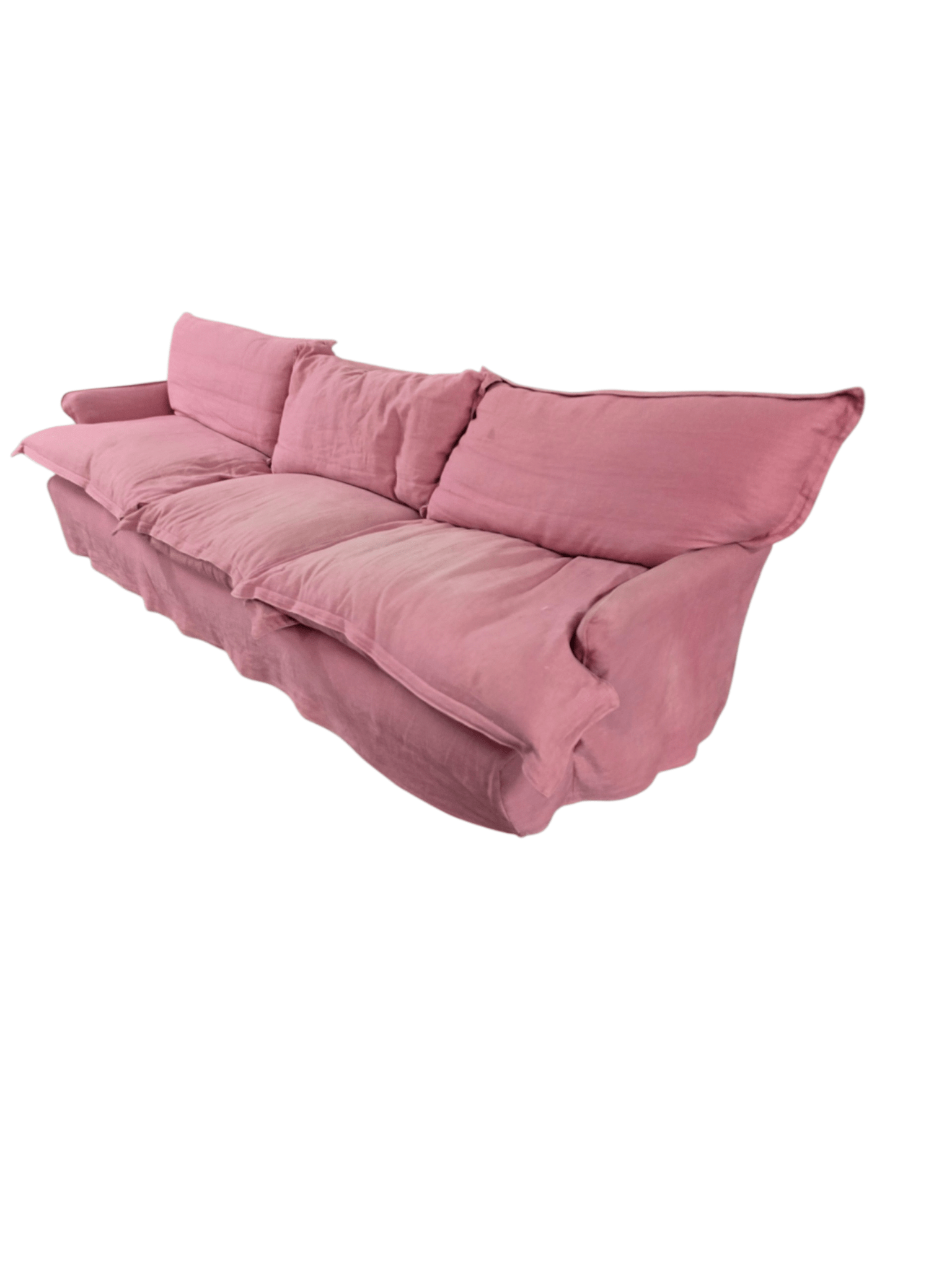 Large Maker & Sons Sofa In Pink Linen With New Green Covers - Opulent Seating