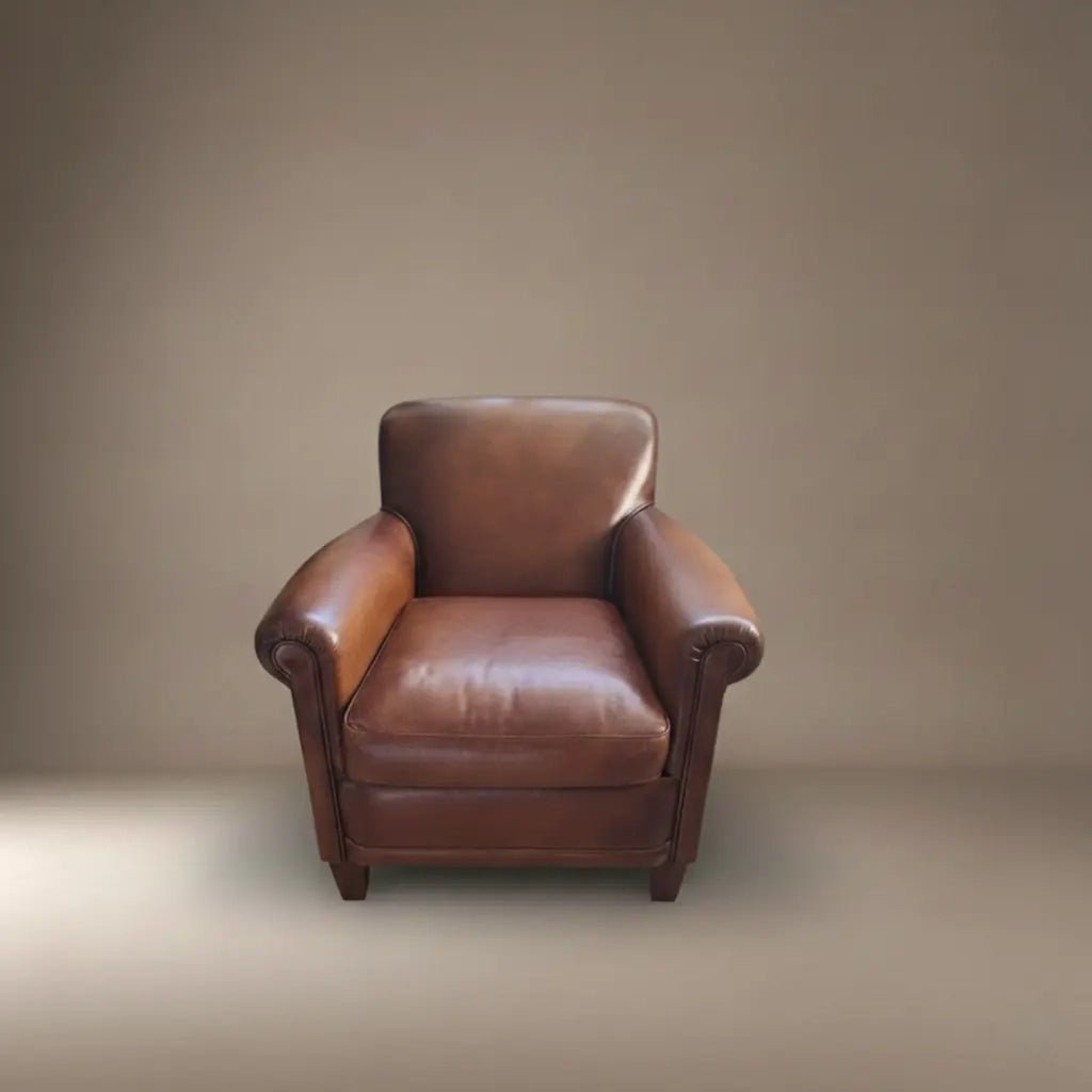 Laura Ashley Burlington Brown Leather Armchair - Opulent Seating