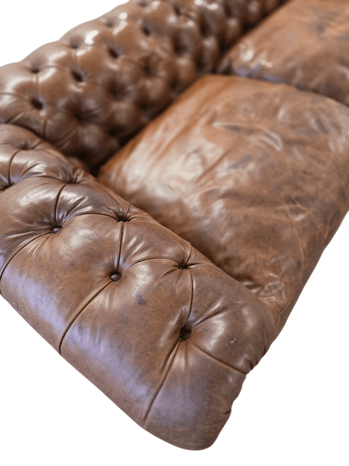 Laura Ashley Leather Rochester Three Seater Brown Sofa - Opulent Seating