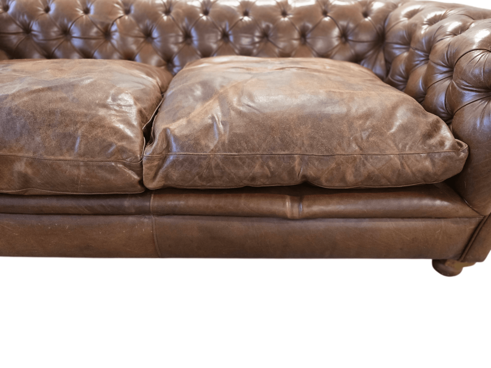 Laura Ashley Leather Rochester Three Seater Brown Sofa - Opulent Seating