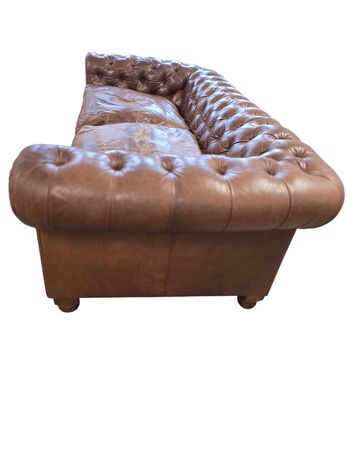 Laura Ashley Leather Rochester Three Seater Brown Sofa - Opulent Seating