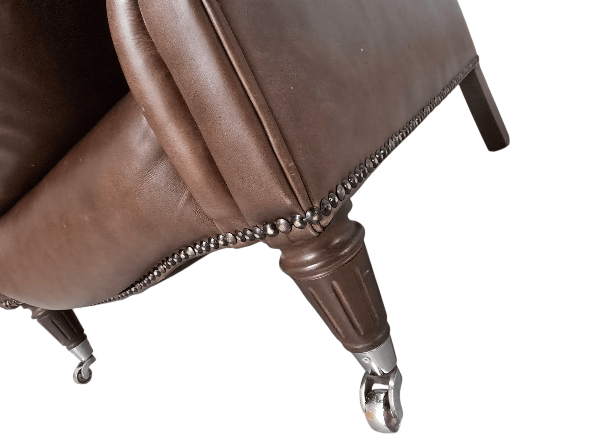 Laura Ashley Southwold Wingback Armchair in Antiqued Dark Brown Leather - Opulent Seating