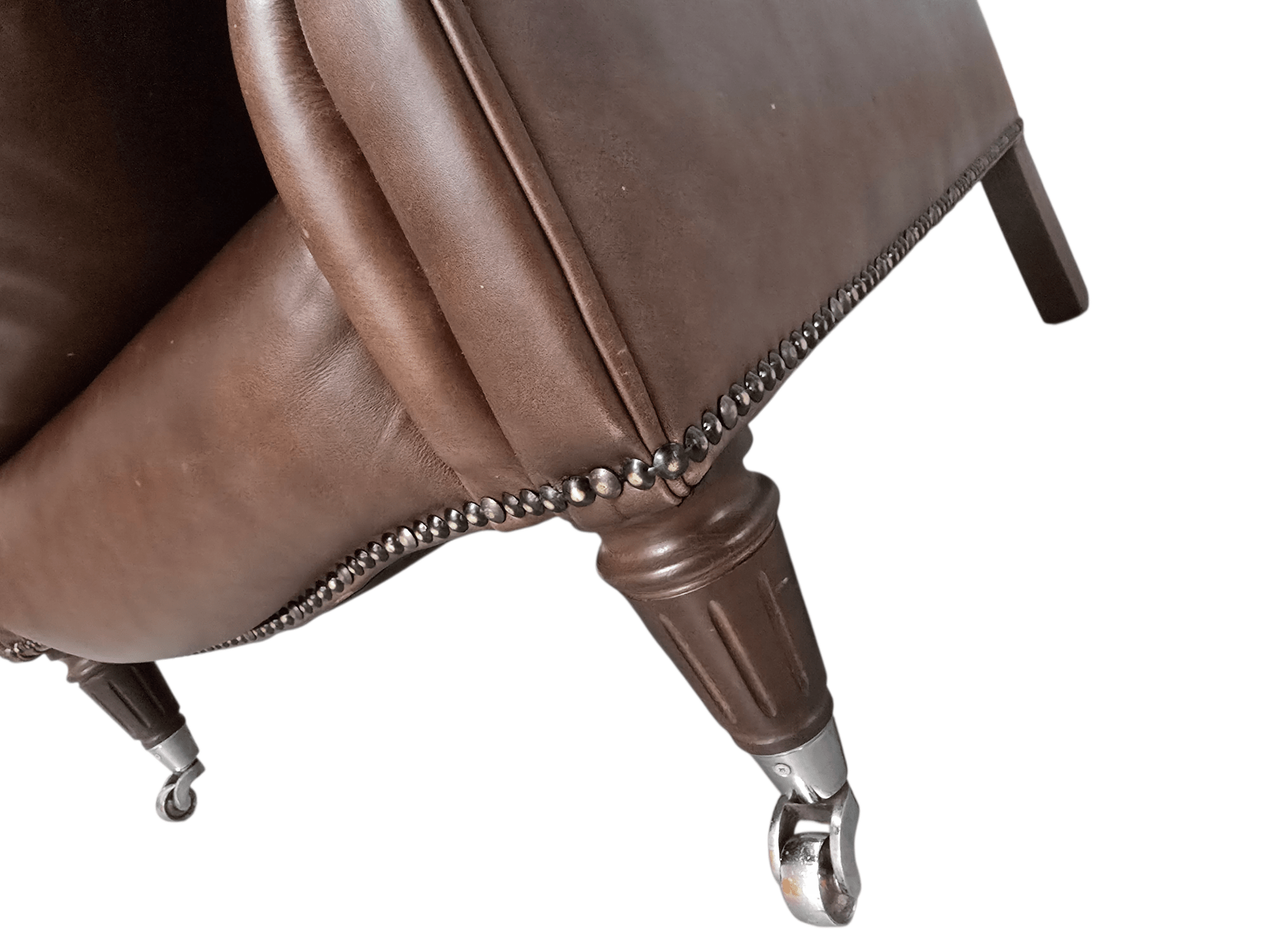 Laura Ashley Southwold Wingback Armchair in Antiqued Dark Brown Leather - Opulent Seating