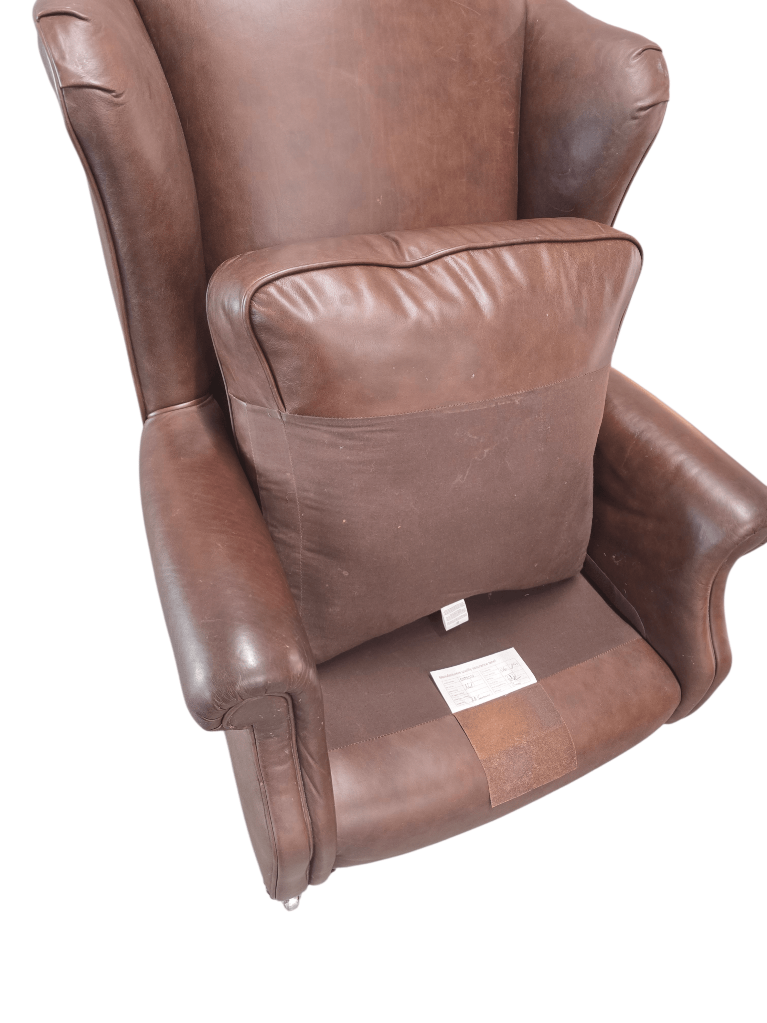 Laura Ashley Southwold Wingback Armchair in Antiqued Dark Brown Leather - Opulent Seating