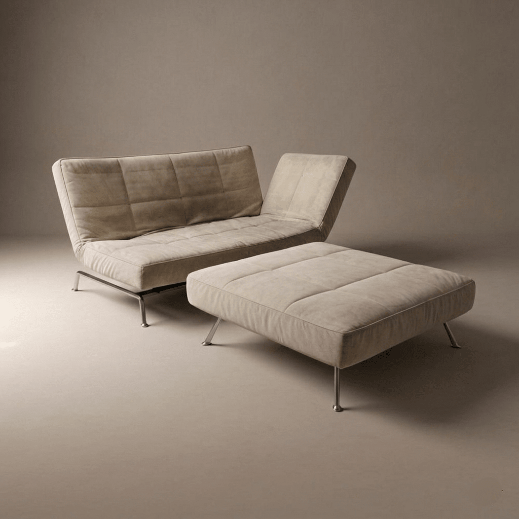 Ligne Roset Light Beige Smala Sofa Bed Alcantara & Large Footstool - Opulent Seating