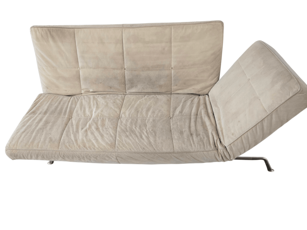 Ligne Roset Light Beige Smala Sofa Bed Alcantara & Large Footstool - Opulent Seating