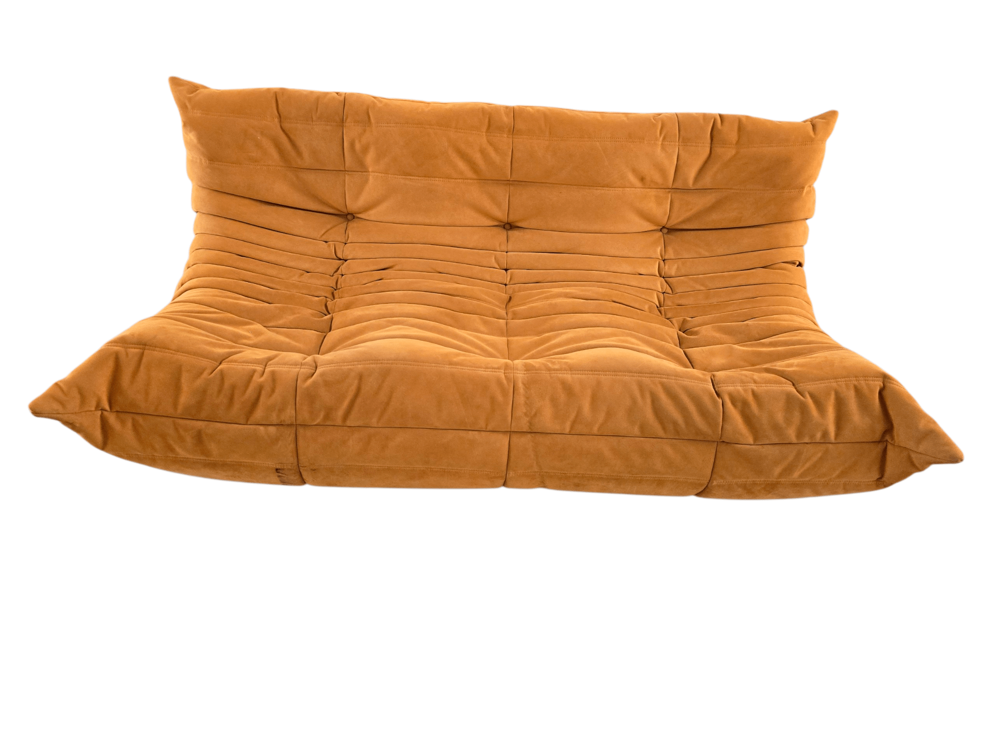 Ligne Roset Orange Three Seater Alcantara Togo Sofa - Opulent Seating