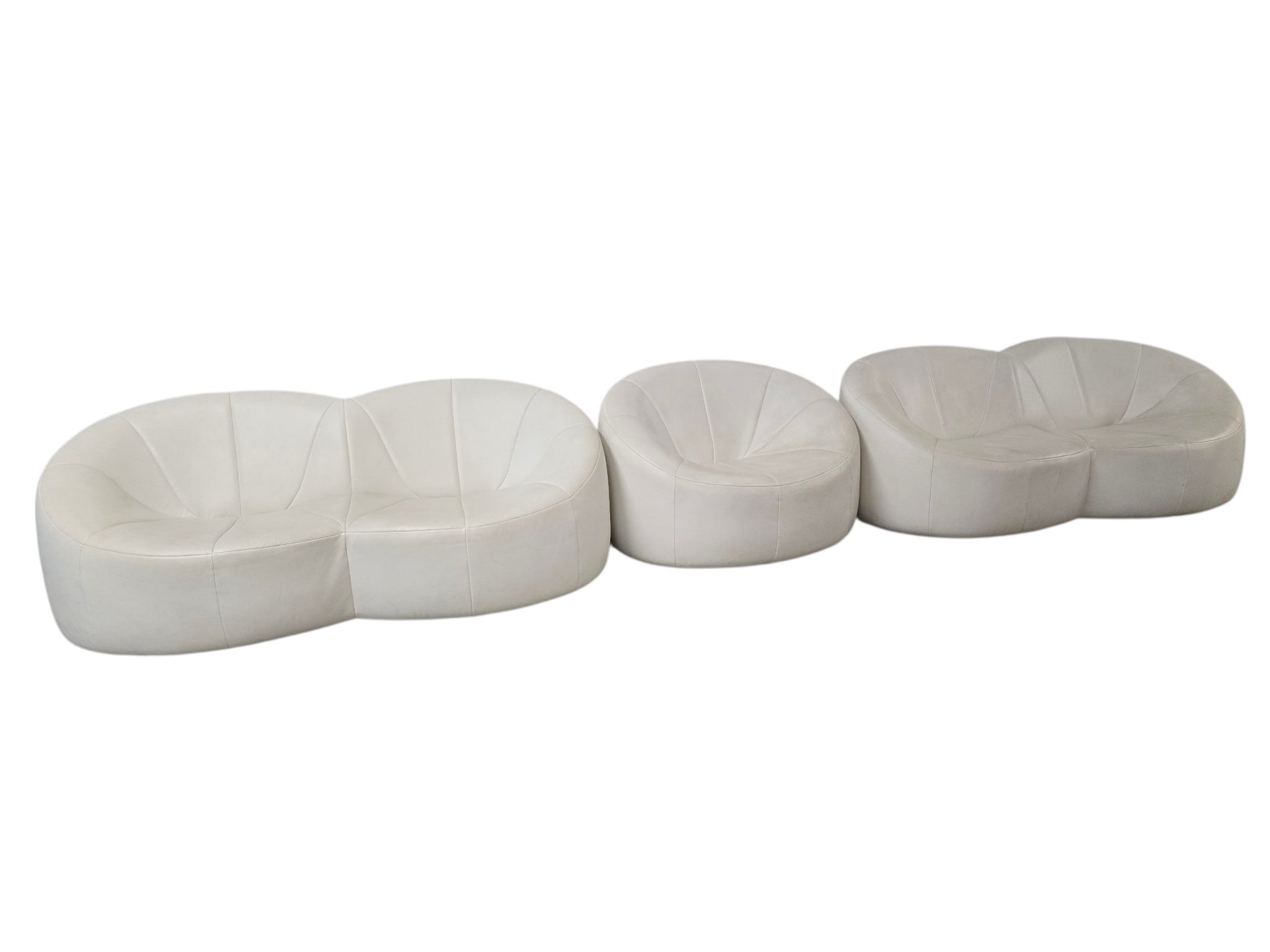 Ligne Roset ‘Pumpkin’ 3-Piece Suite – Luxury White Leather - Opulent Seating