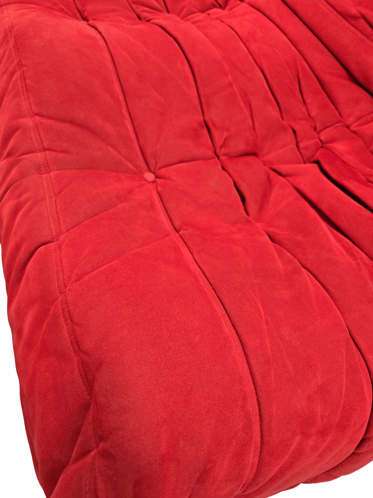 Ligne Roset Red Two Seater Alcantara Sofa & Footstool - Opulent Seating