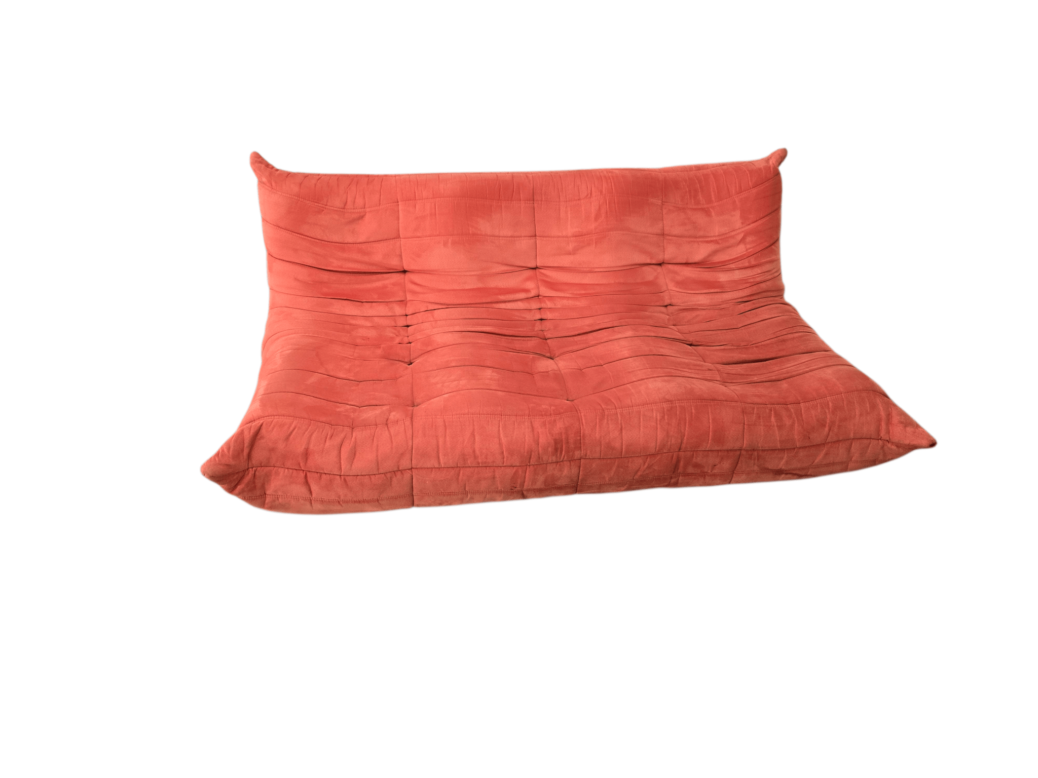 Ligne Roset Three Seater Orange Alcantara Togo Sofa - Opulent Seating